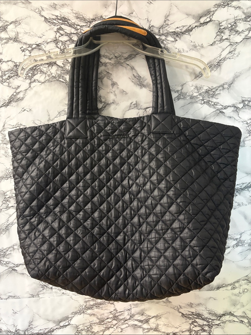 MZ Wallace Black Quilted Nylon Travel Tote Large